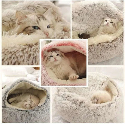 2-in-1 Cat Snuggle Cave – Plush Bed for Aussie Cats