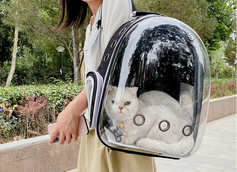 Pet Cat Carrying Bag - Space Pet Backpacks Breathable Portable Transparent Backpack for Puppy Dog Transport Carrier Space Capsule Bags