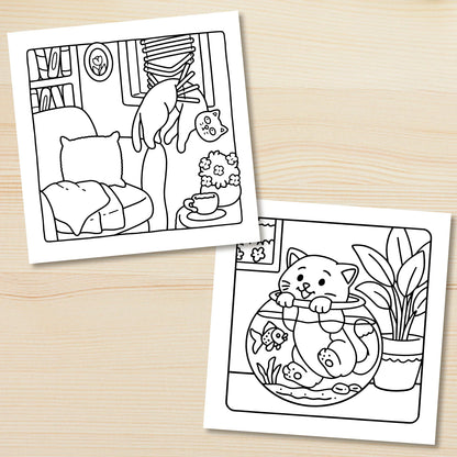 Cat Life Coloring Book