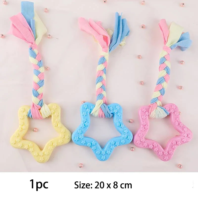 Pet Dog Chew Toys For Small Dog, TPR Knot Toys Bite Resistant, Molar Teeth Cleaning, Training and Interactive