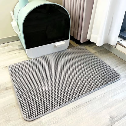 Heavy Duty Cat Litter Mat/Waterproof 2 Layer Non Slip Washable Pet Floor Protector Litter Box Sand Stopper