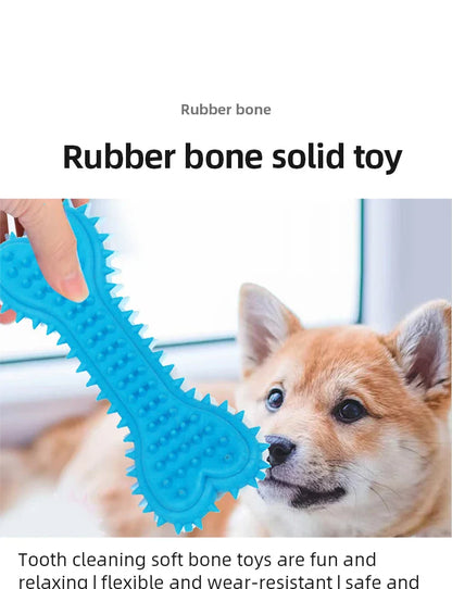 Soft Rubber Bone Shaped Chew Toy for Small Dogs Teeth Grinding Training