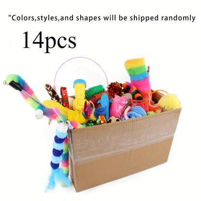 Cat Toys Mixed Pack - 56/28/14 Piece Plastic & Plush Variety Set