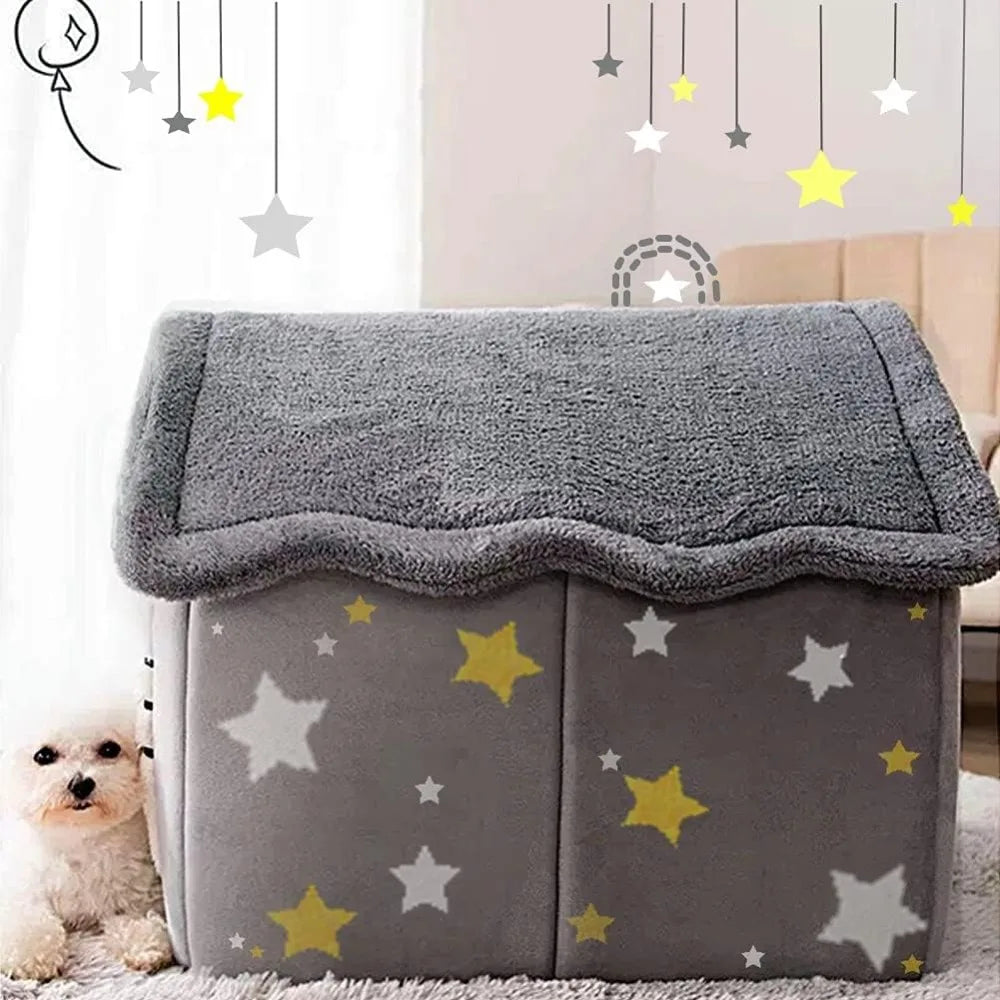 Indoor Foldable Dog House Bed With Cushion For Pets