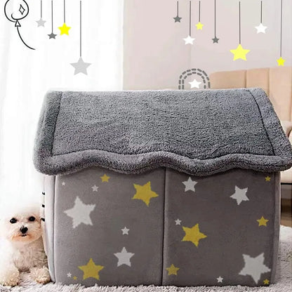 Indoor Foldable Dog House Bed With Cushion For Pets