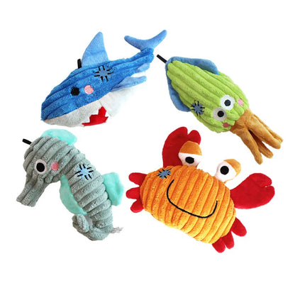 🐶 Plush Toys for Small Dogs – Squeaky Soft Ocean Series