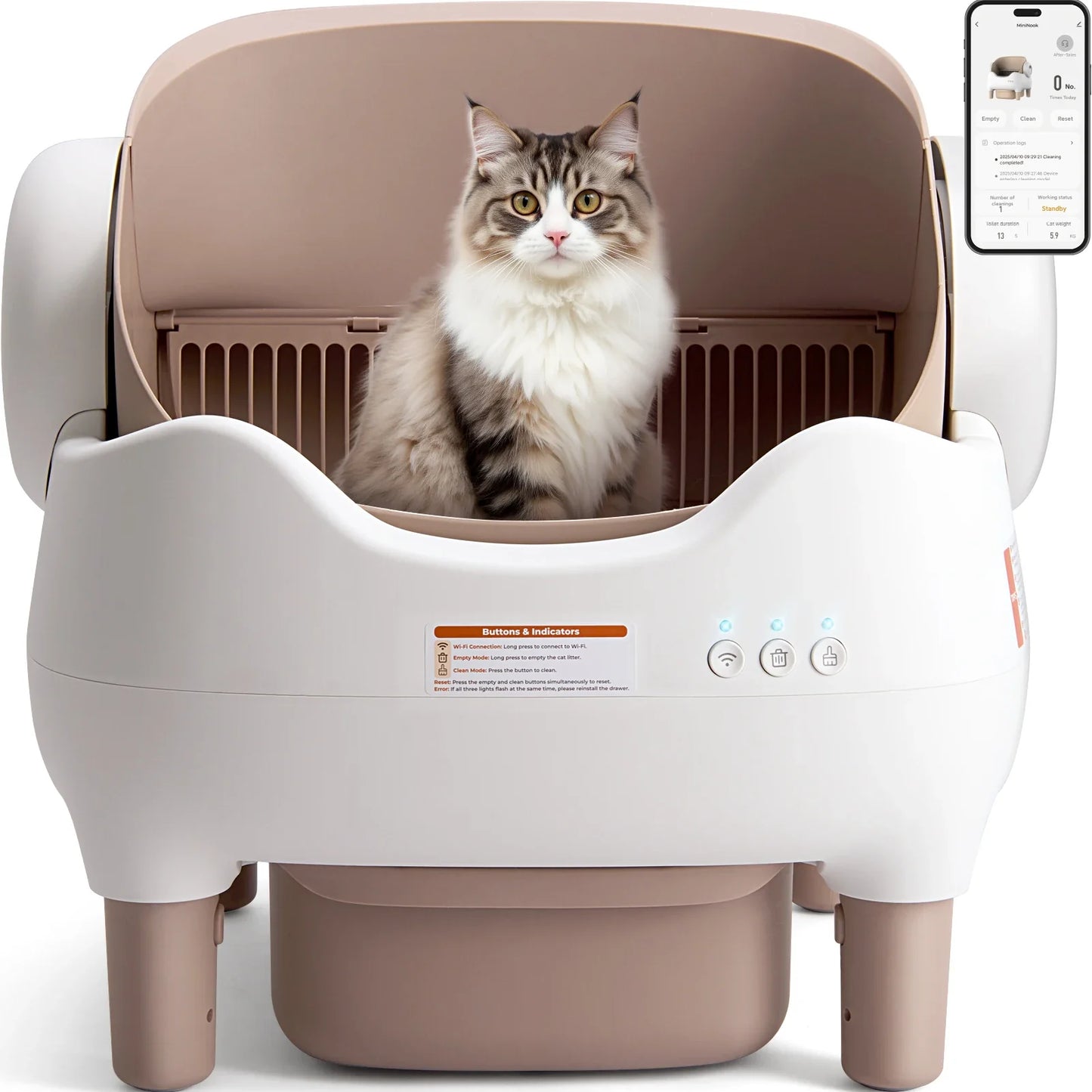 Lunapurr Self Cleaning Litter Box With App Control For Multi-Cat