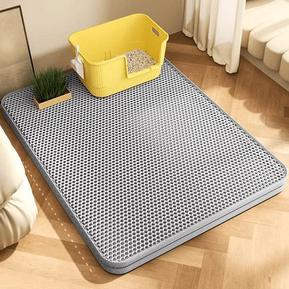 Heavy Duty Cat Litter Mat/Waterproof 2 Layer Non Slip Washable Pet Floor Protector Litter Box Sand Stopper