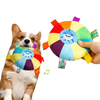 Rainbow Plush Dog Frisbee